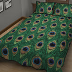 Peacock Tail Pattern Print Quilt Bed Set
