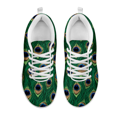 Peacock Tail Pattern Print White Sneakers