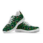 Peacock Tail Pattern Print White Sneakers