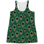Peacock Tail Pattern Print Women's Racerback Tank Top