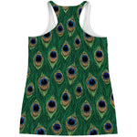 Peacock Tail Pattern Print Women's Racerback Tank Top