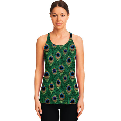 Peacock Tail Pattern Print Women's Racerback Tank Top