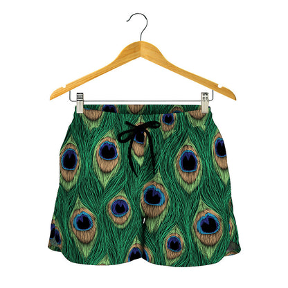 Peacock Tail Pattern Print Women's Shorts