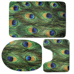 Peacock Tail Print 3 Piece Bath Mat Set