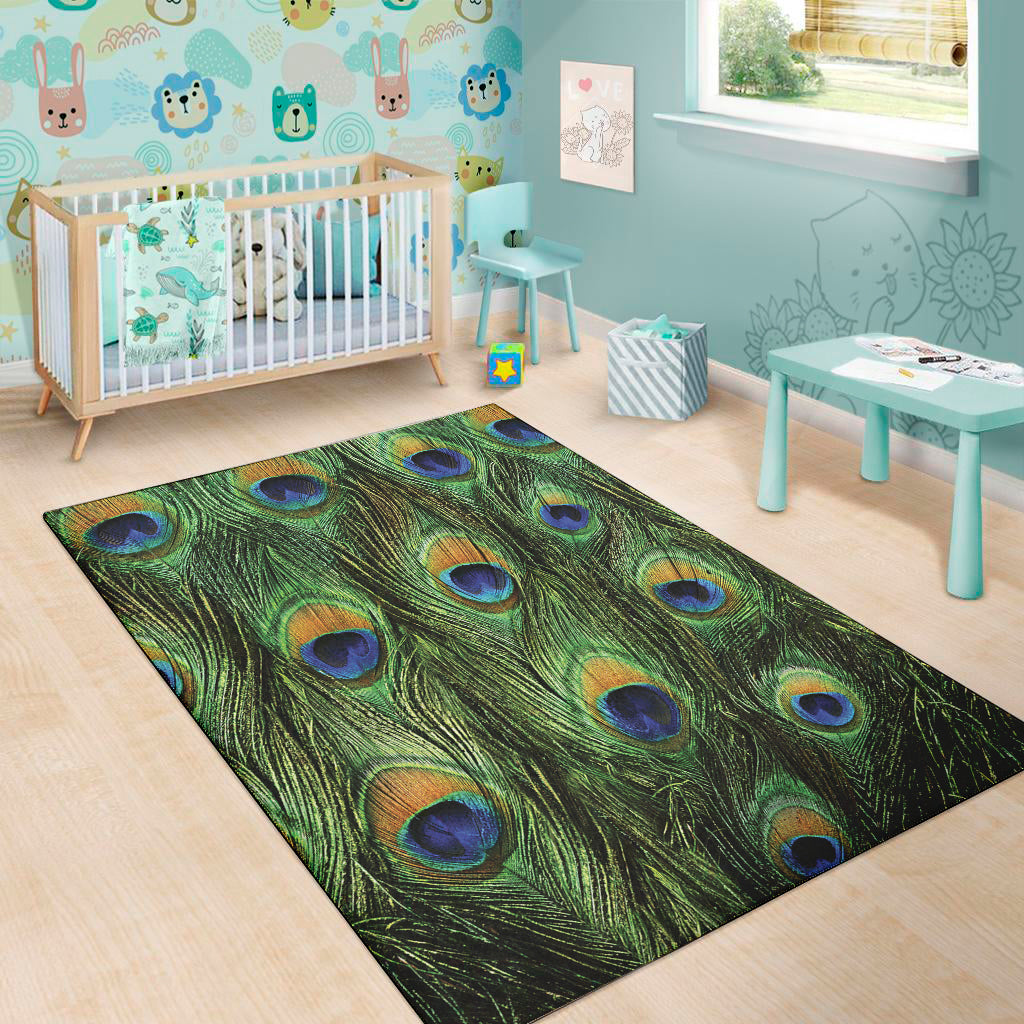 Peacock Tail Print Area Rug