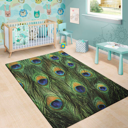 Peacock Tail Print Area Rug