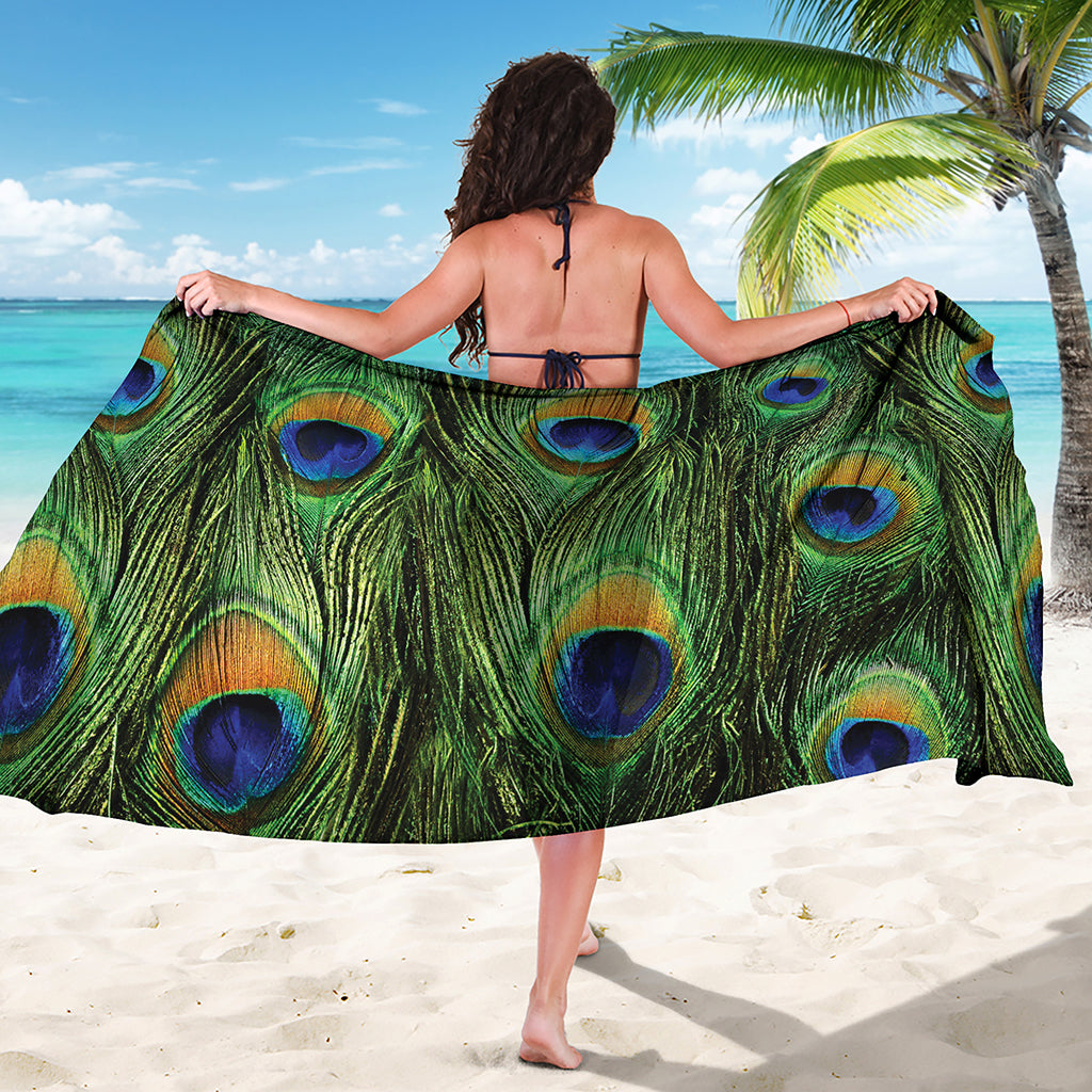 Peacock Tail Print Beach Sarong Wrap