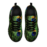 Peacock Tail Print Black Sneakers