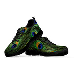 Peacock Tail Print Black Sneakers