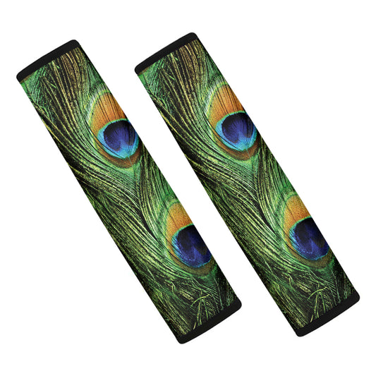 Peacock Tail Print Car Seat Belt Covers