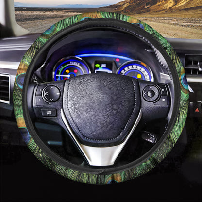 Peacock Tail Print Car Steering Wheel Cover