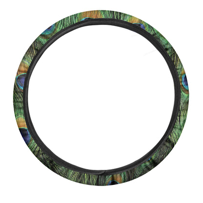 Peacock Tail Print Car Steering Wheel Cover