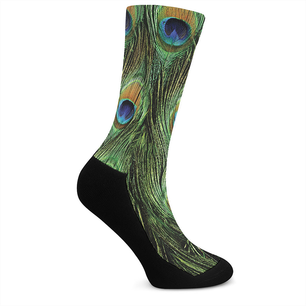 Peacock Tail Print Crew Socks