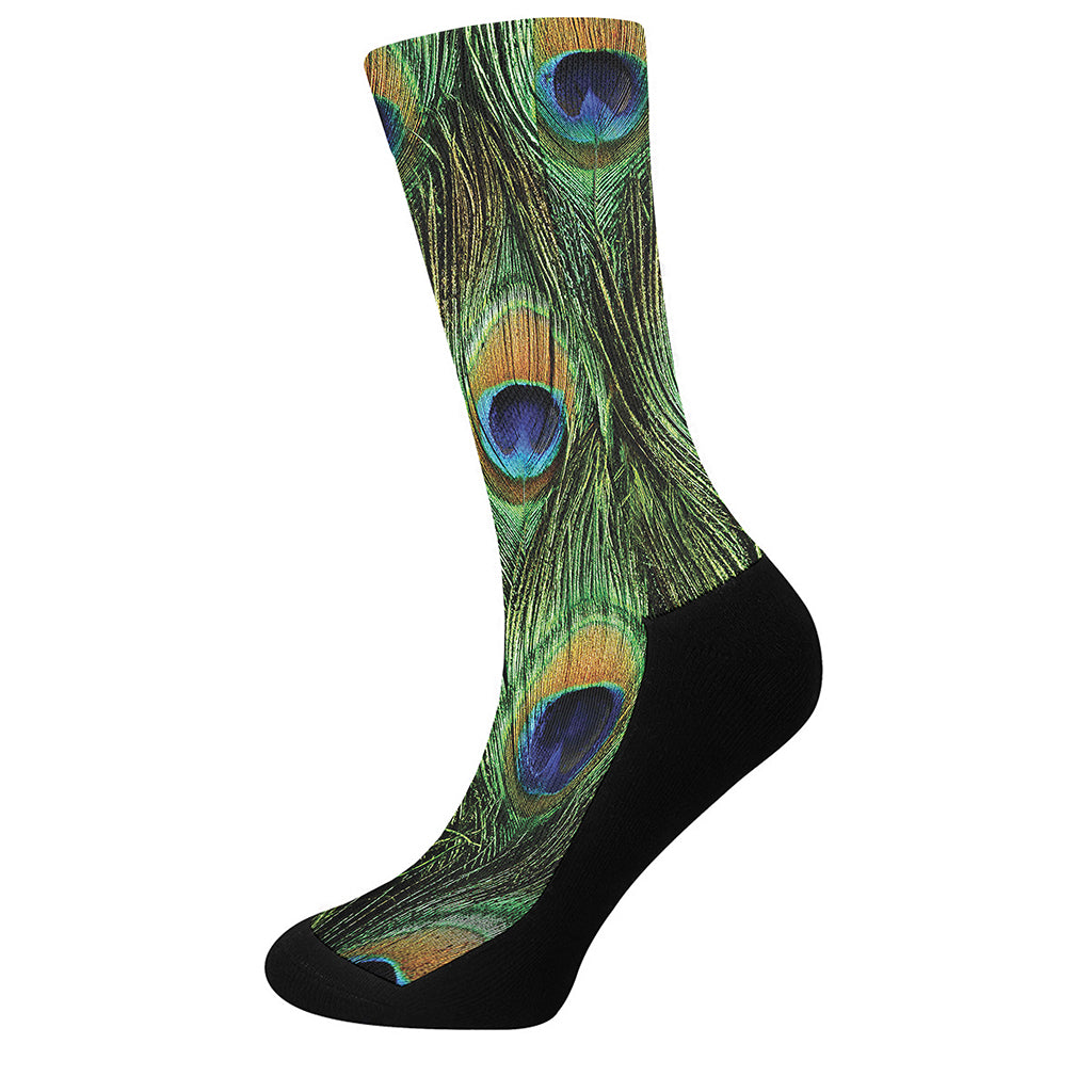 Peacock Tail Print Crew Socks
