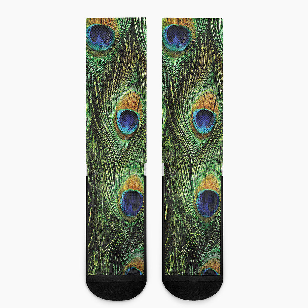 Peacock Tail Print Crew Socks