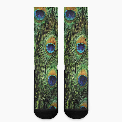 Peacock Tail Print Crew Socks