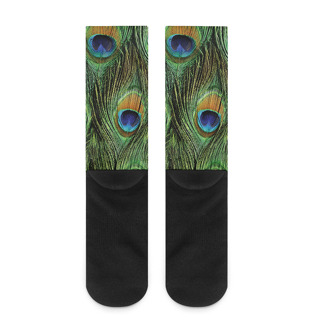 Peacock Tail Print Crew Socks