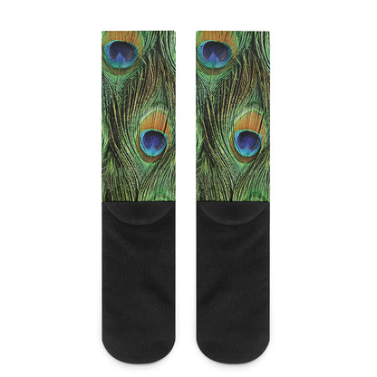 Peacock Tail Print Crew Socks