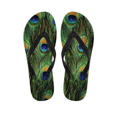 Peacock Tail Print Flip Flops