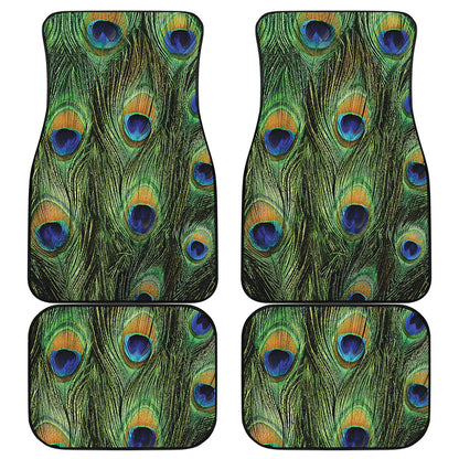 Peacock Tail Print Front and Back Car Floor Mats
