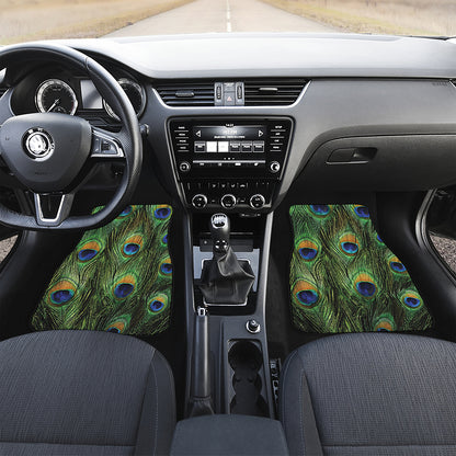 Peacock Tail Print Front and Back Car Floor Mats