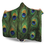Peacock Tail Print Hooded Blanket