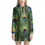 Peacock Tail Print Hoodie Dress