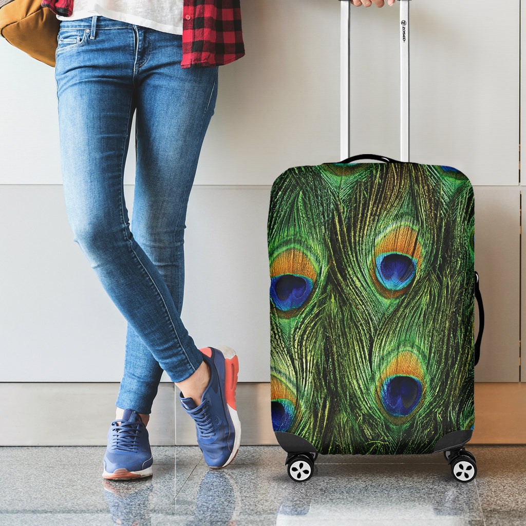 Peacock Tail Print Luggage Cover