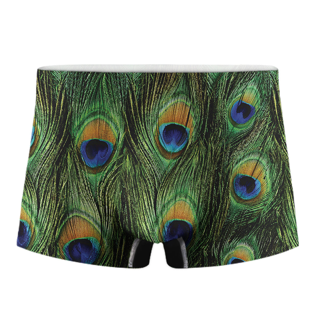 Peacock Tail Print Men's Boxer Briefs