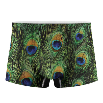 Peacock Tail Print Men's Boxer Briefs