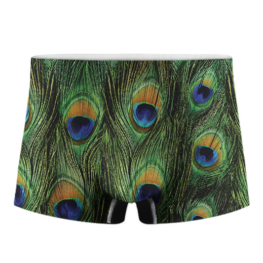 Peacock Tail Print Men's Boxer Briefs