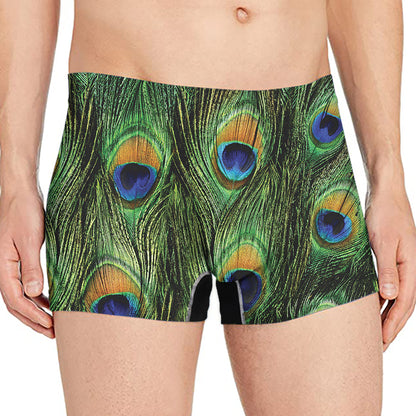 Peacock Tail Print Men's Boxer Briefs