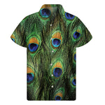 Peacock Tail Print Men's Short Sleeve Shirt