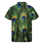 Peacock Tail Print Men's Short Sleeve Shirt