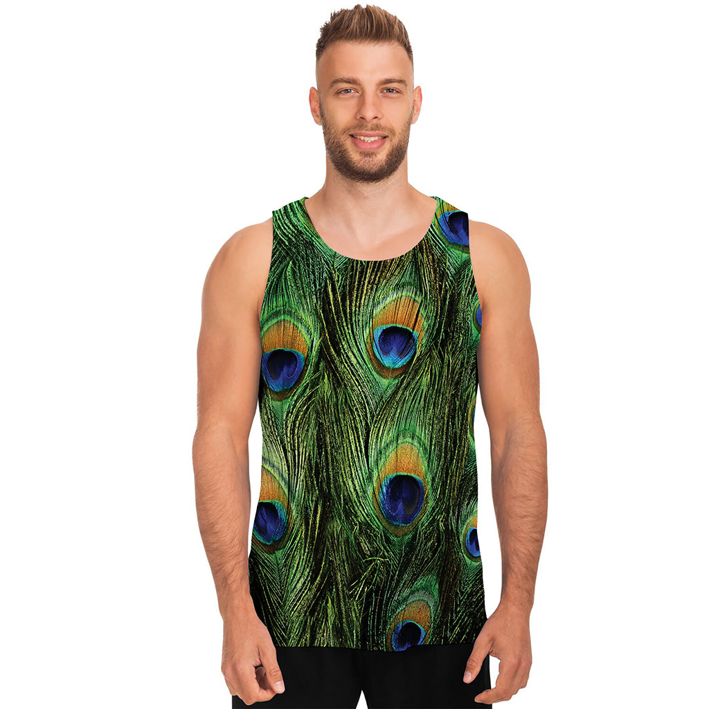 Peacock Tail Print Men's Tank Top