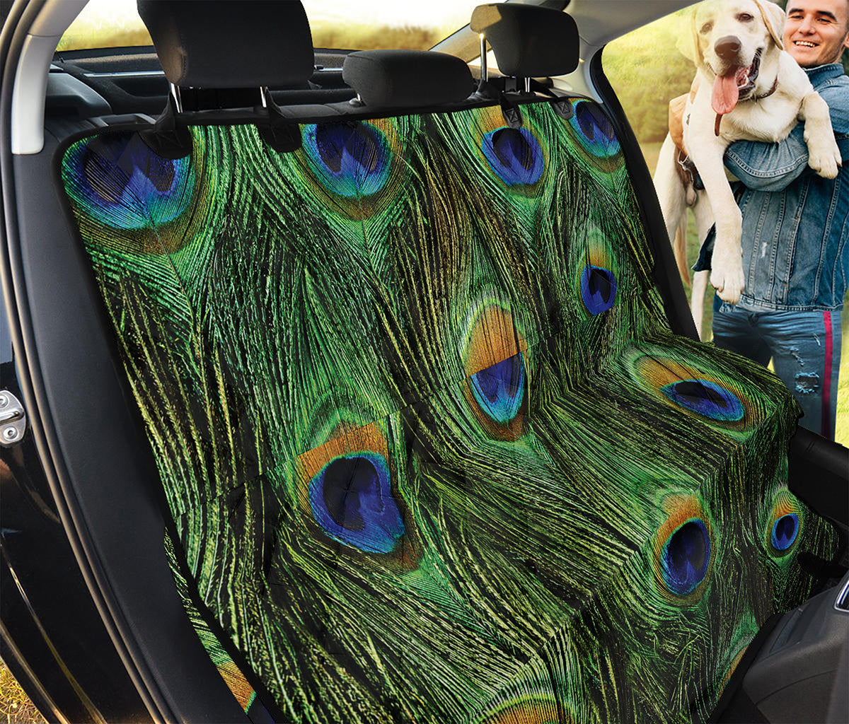Peacock Tail Print Pet Car Back Seat Cover