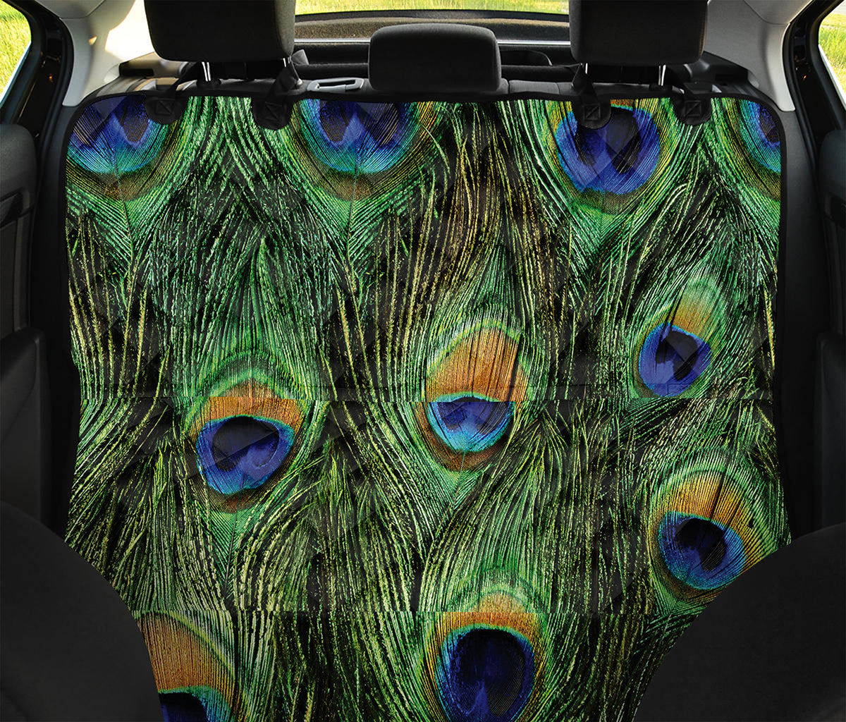 Peacock Tail Print Pet Car Back Seat Cover
