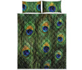 Peacock Tail Print Quilt Bed Set