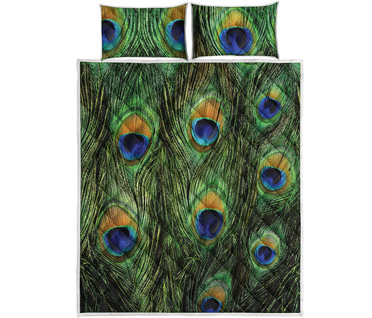 Peacock Tail Print Quilt Bed Set
