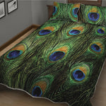 Peacock Tail Print Quilt Bed Set