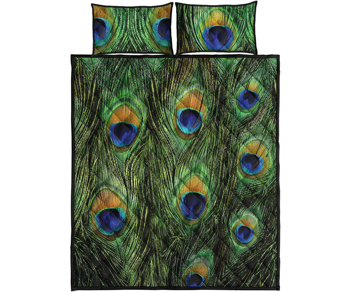 Peacock Tail Print Quilt Bed Set