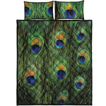 Peacock Tail Print Quilt Bed Set