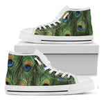Peacock Tail Print White High Top Shoes