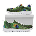 Peacock Tail Print White Running Shoes
