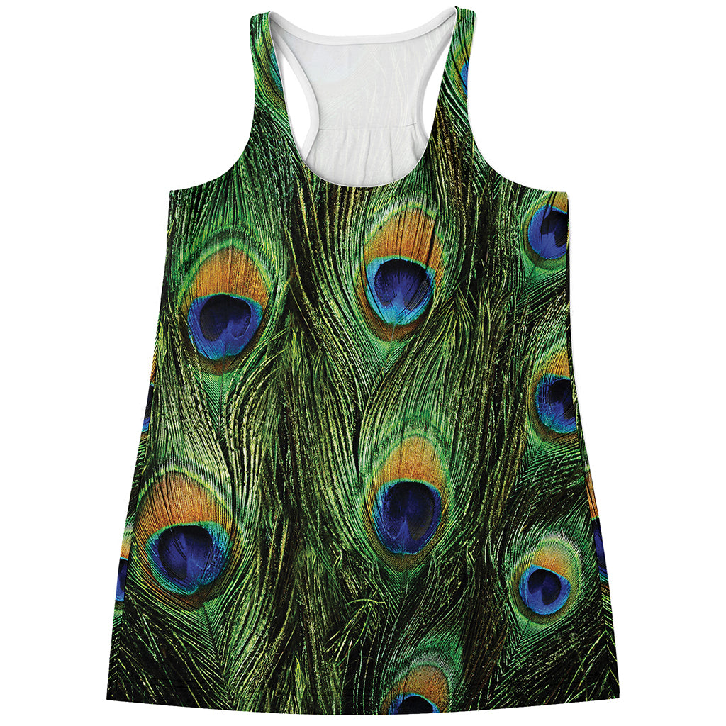 Peacock Tail Print Women's Racerback Tank Top