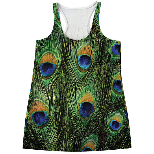 Peacock Tail Print Women's Racerback Tank Top