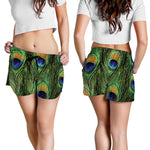 Peacock Tail Print Women's Shorts