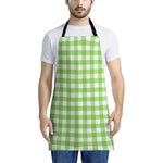 Pear Green And White Gingham Print Apron