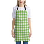 Pear Green And White Gingham Print Apron