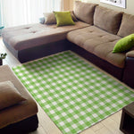 Pear Green And White Gingham Print Area Rug